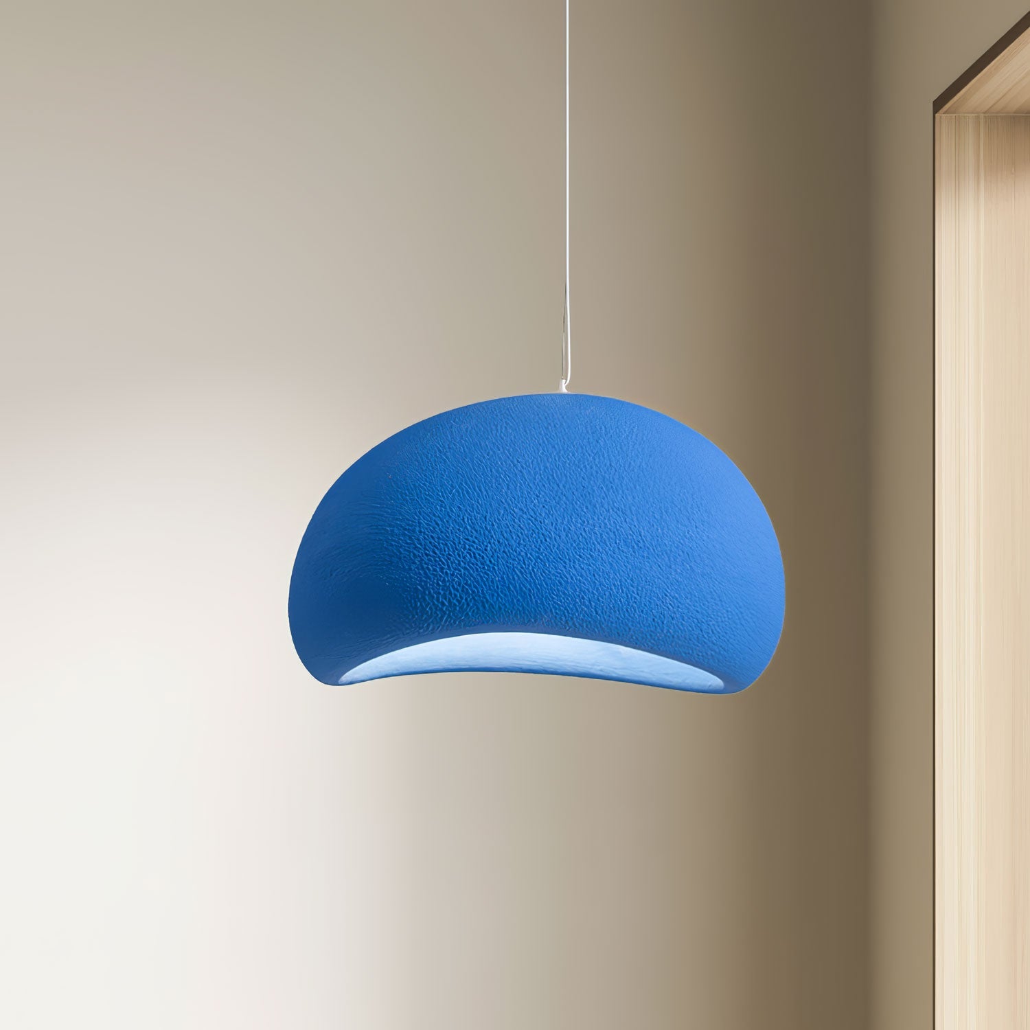 Suspension moderne Greger en Polystyrène blanc câble suspendu