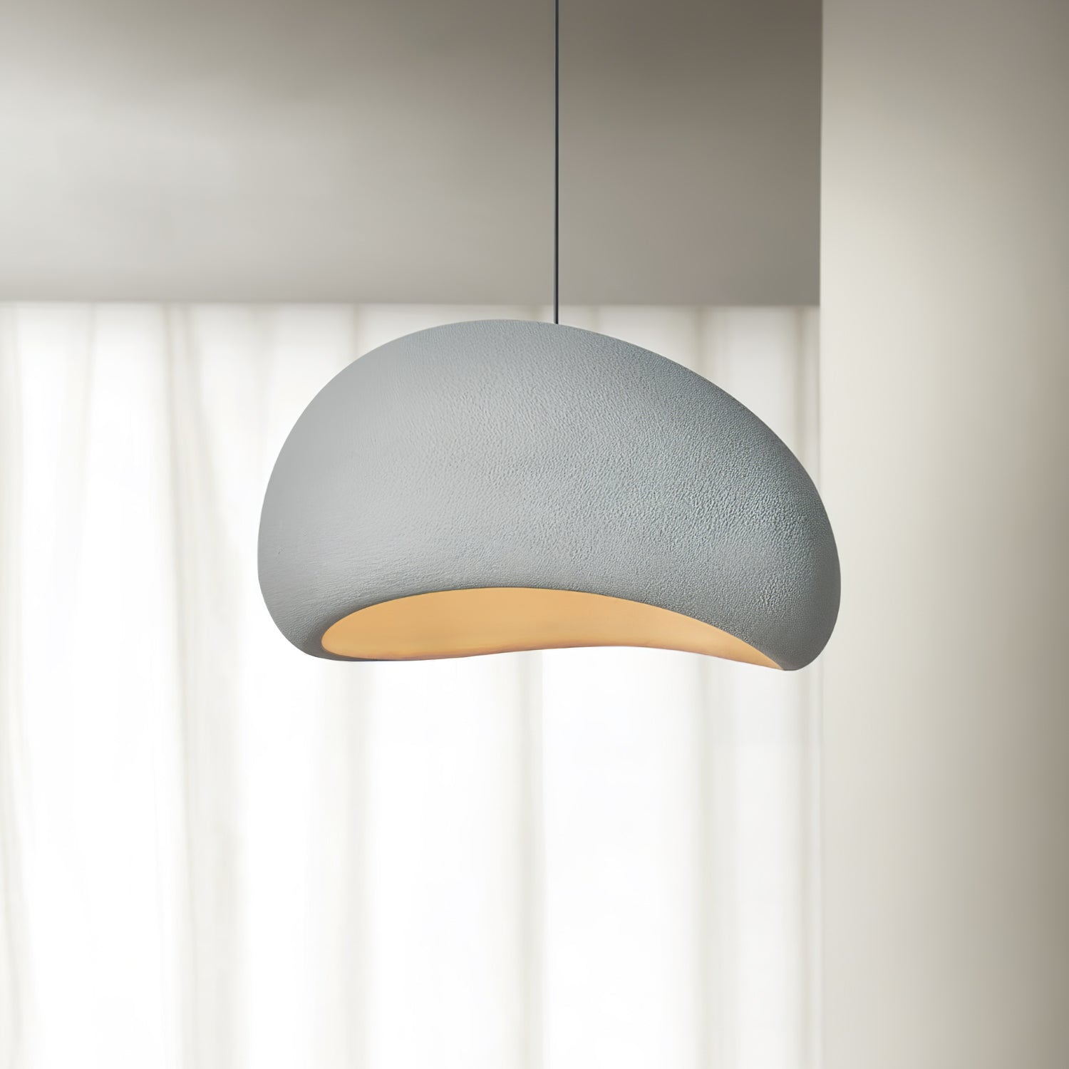 Suspension moderne Greger en Polystyrène noir câble suspendu