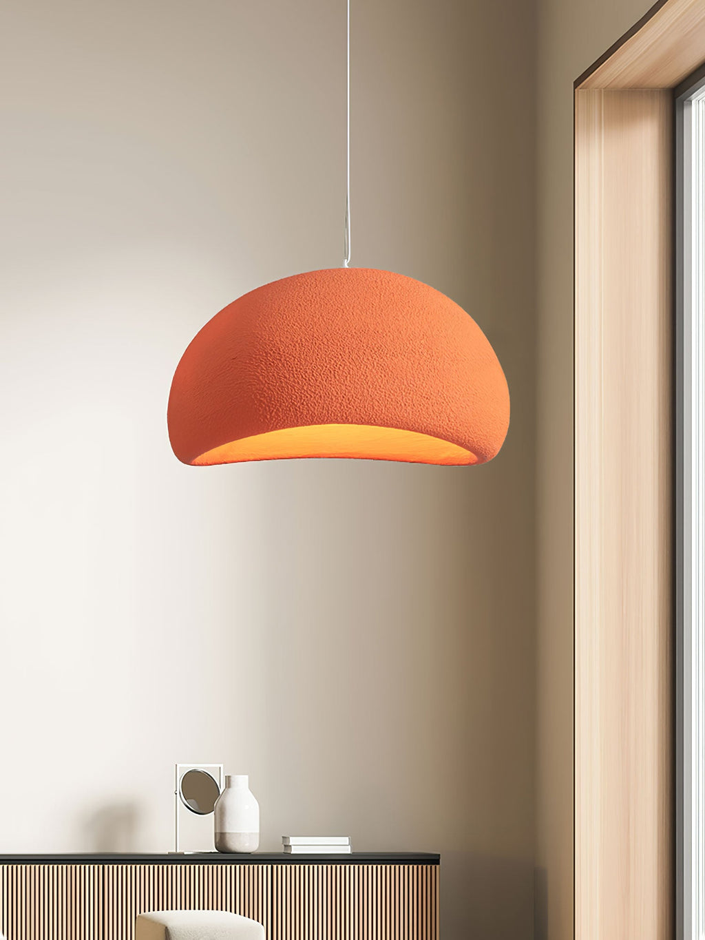 Suspension moderne Greger en Polystyrène blanc câble suspendu