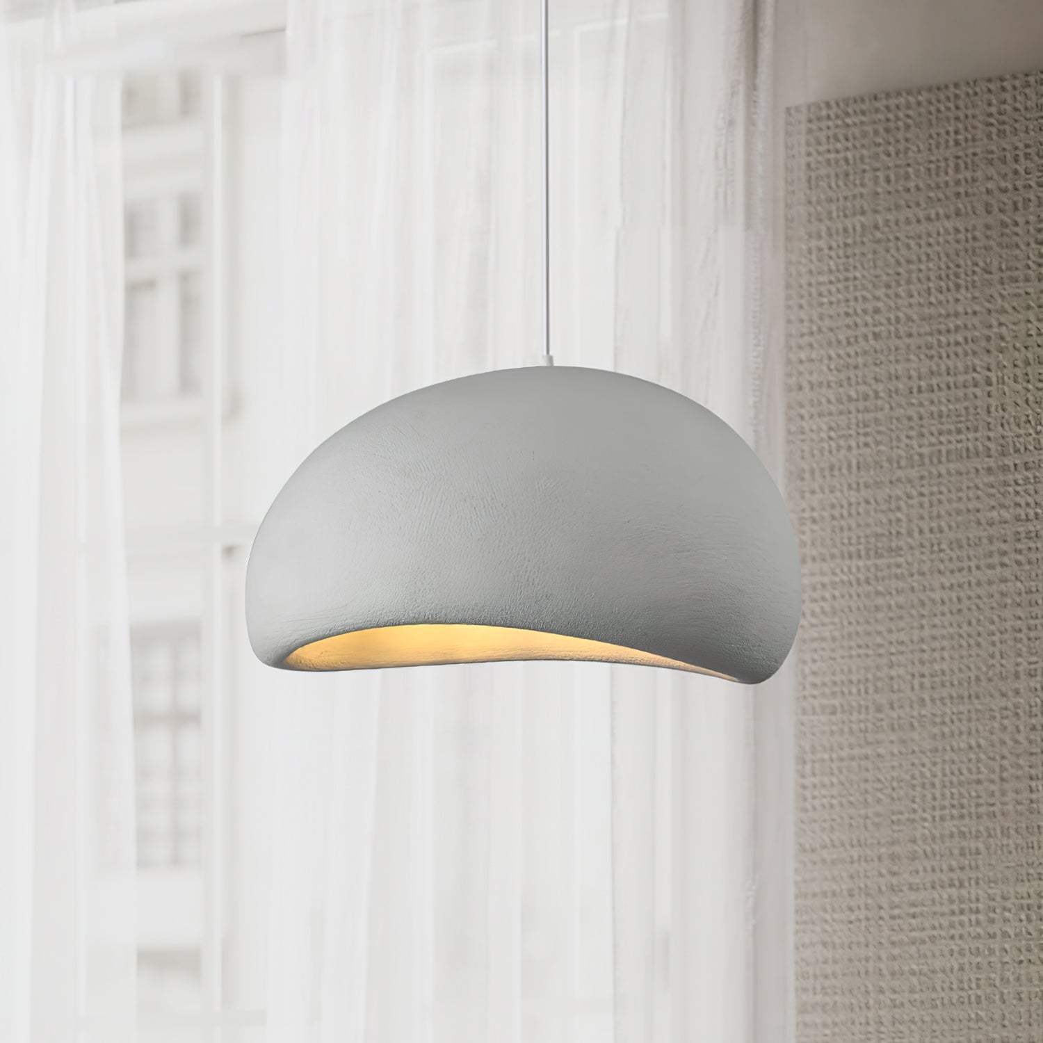 Suspension moderne Greger en Polystyrène blanc câble suspendu