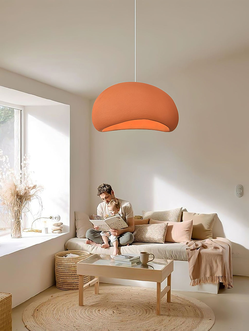 Suspension moderne Greger en Polystyrène blanc câble suspendu