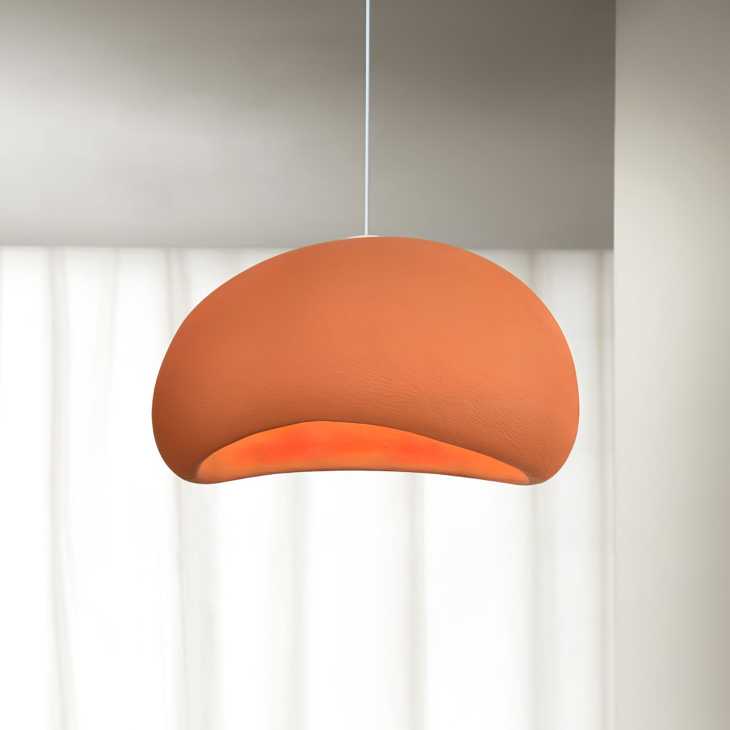 Suspension moderne Greger en Polystyrène blanc câble suspendu