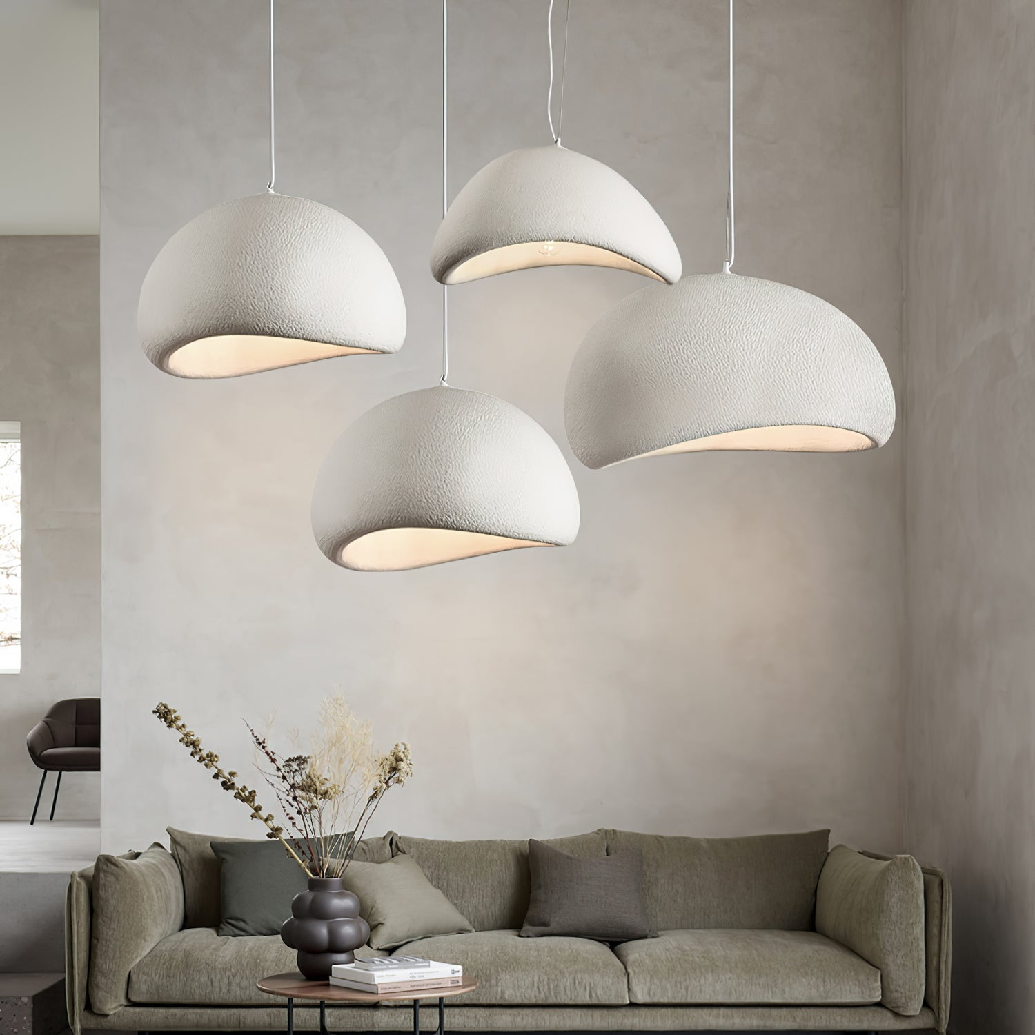 Suspension moderne Greger en Polystyrène noir câble suspendu