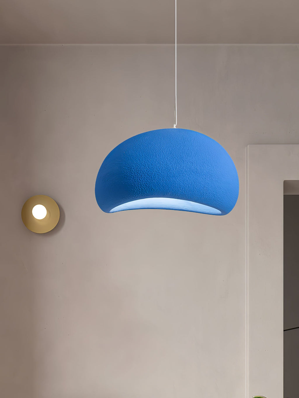 Suspension moderne Greger en Polystyrène blanc câble suspendu