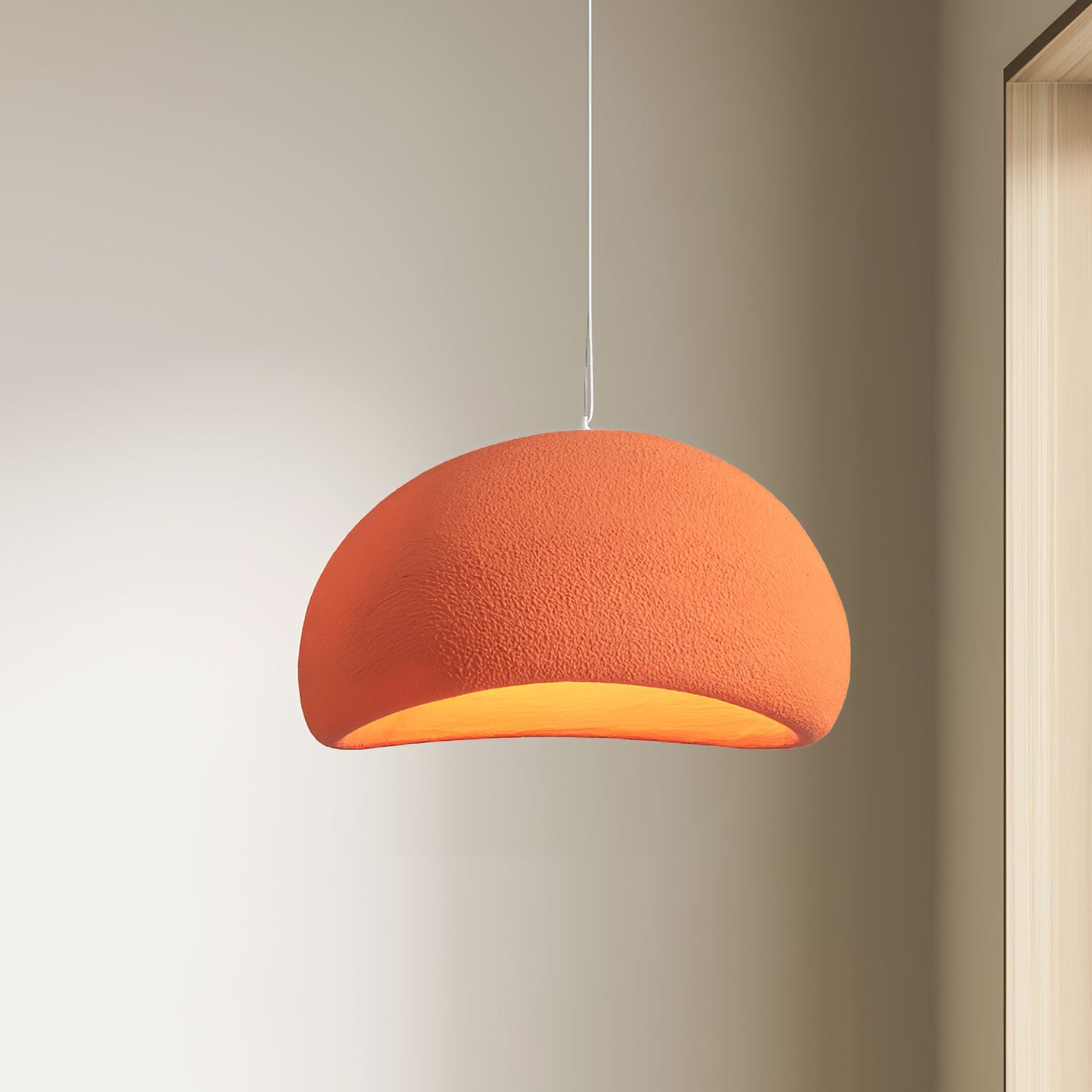 Suspension moderne Greger en Polystyrène blanc câble suspendu
