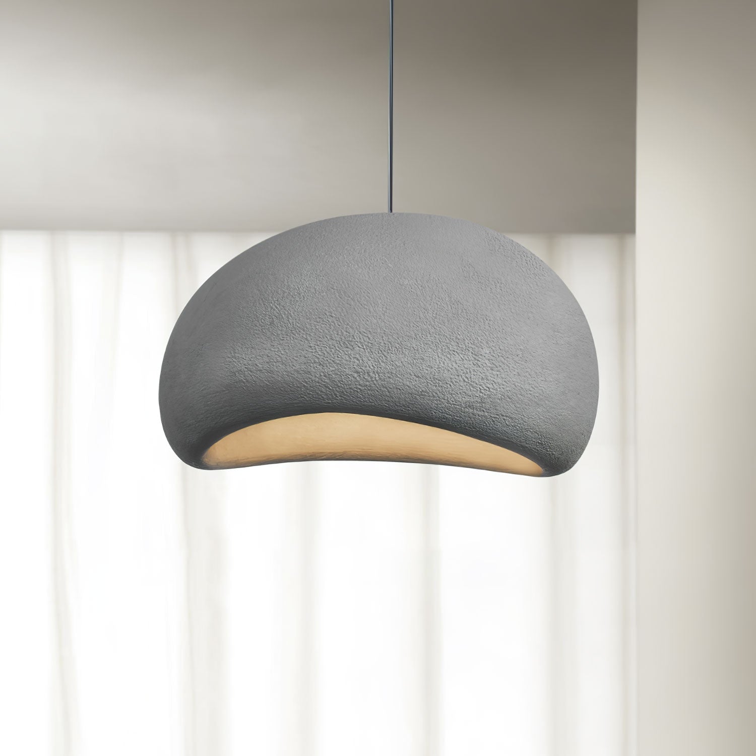 Suspension moderne Greger en Polystyrène blanc câble suspendu