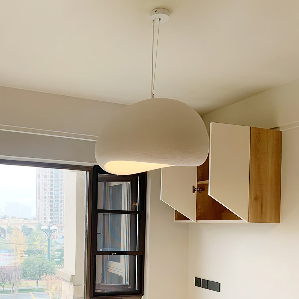 Suspension moderne Greger en Polystyrène blanc câble suspendu