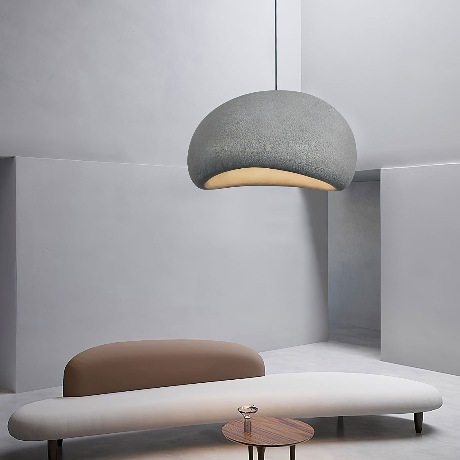 Suspension moderne Greger en Polystyrène blanc câble suspendu