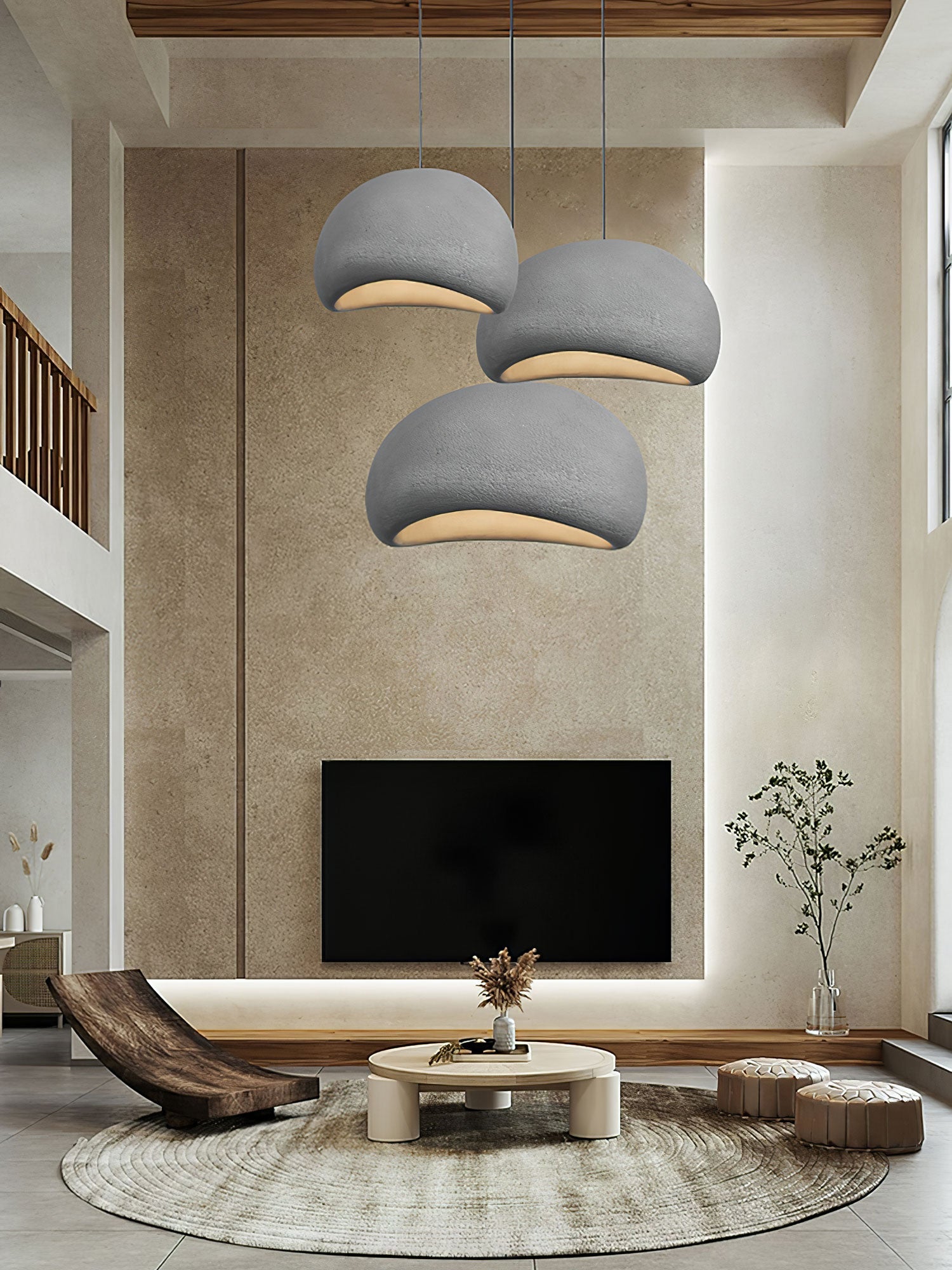 Suspension moderne Greger en Polystyrène noir câble suspendu