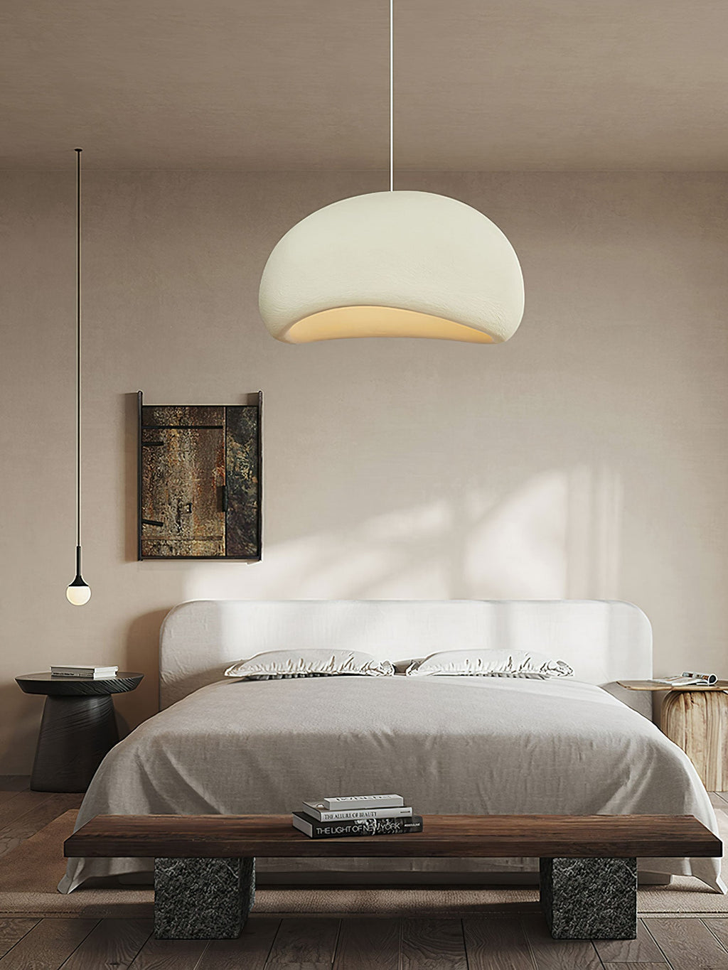 Suspension moderne Greger en Polystyrène noir câble suspendu