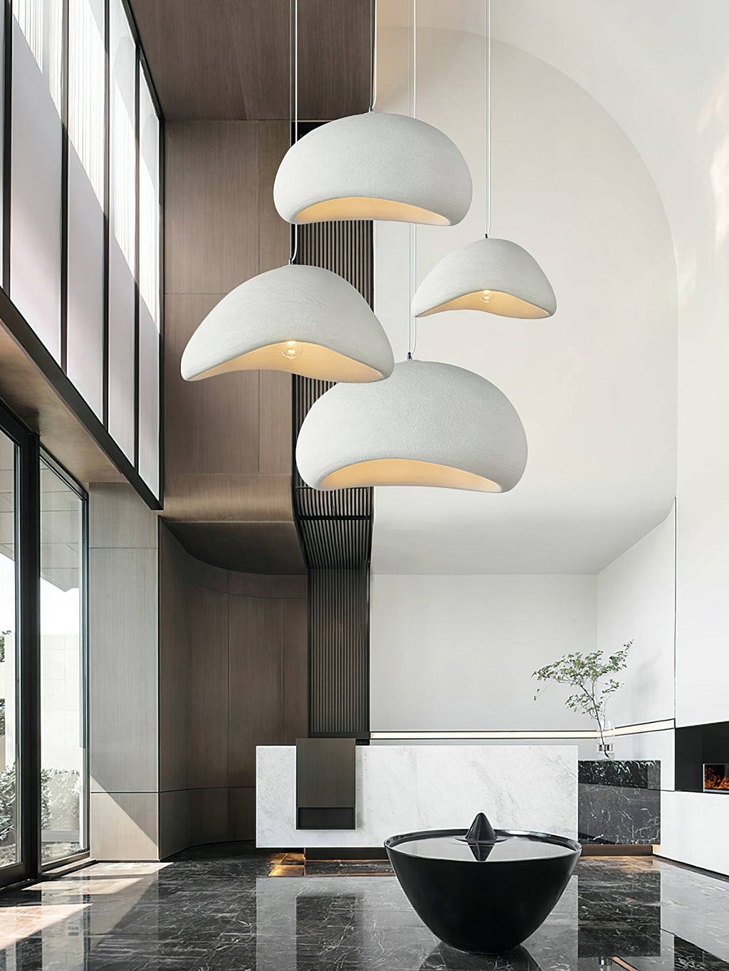 Suspension moderne Greger en Polystyrène noir câble suspendu