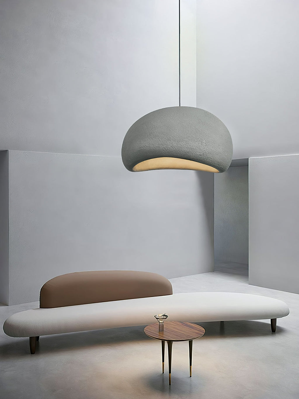 Suspension moderne Greger en Polystyrène blanc câble suspendu