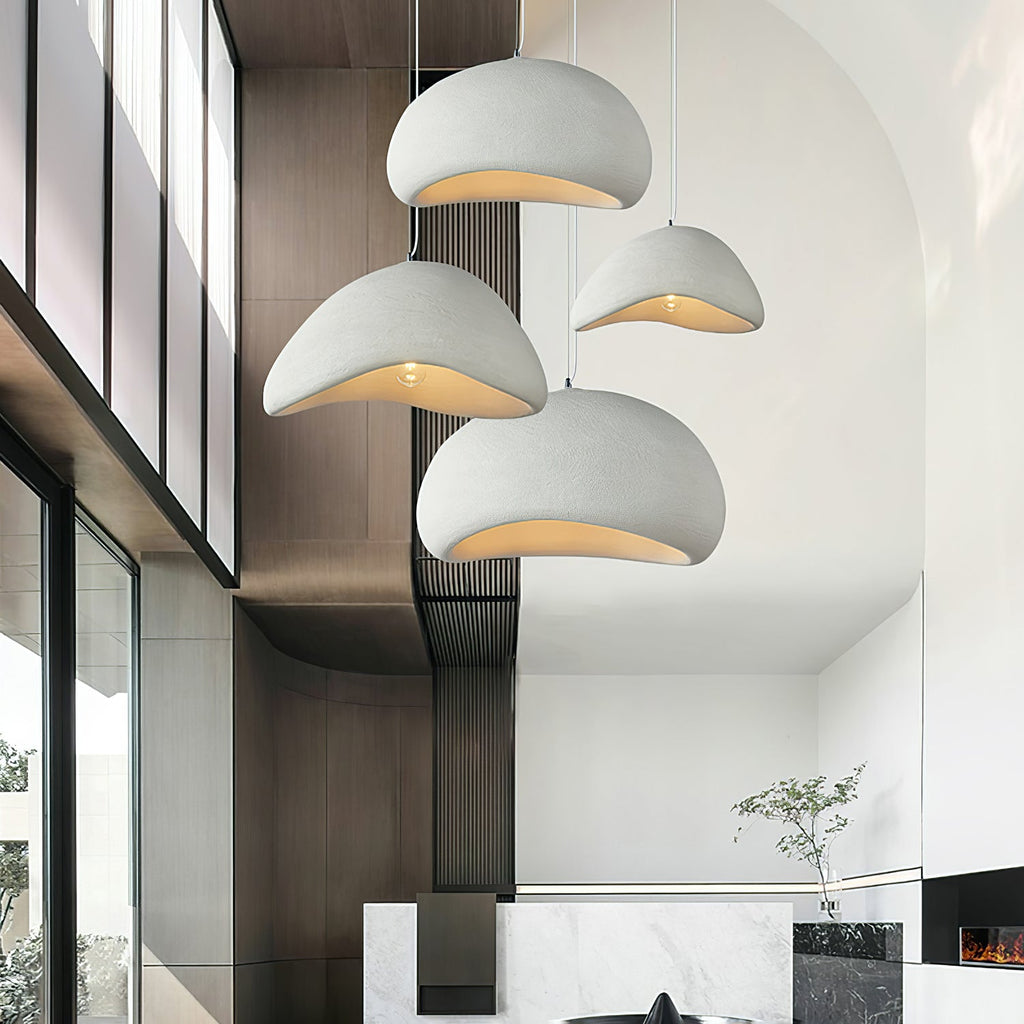 Suspension moderne Greger en Polystyrène blanc câble suspendu