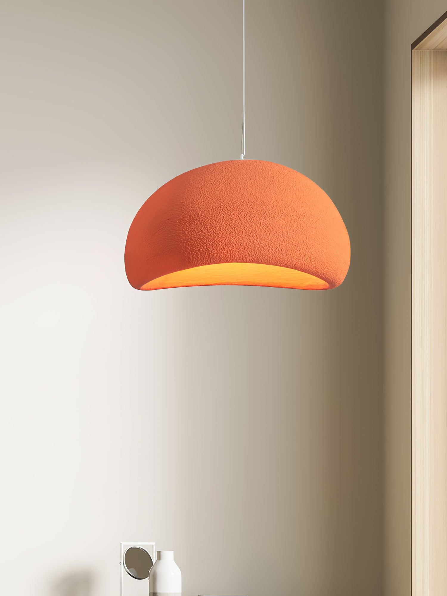 Suspension moderne Greger en Polystyrène blanc câble suspendu