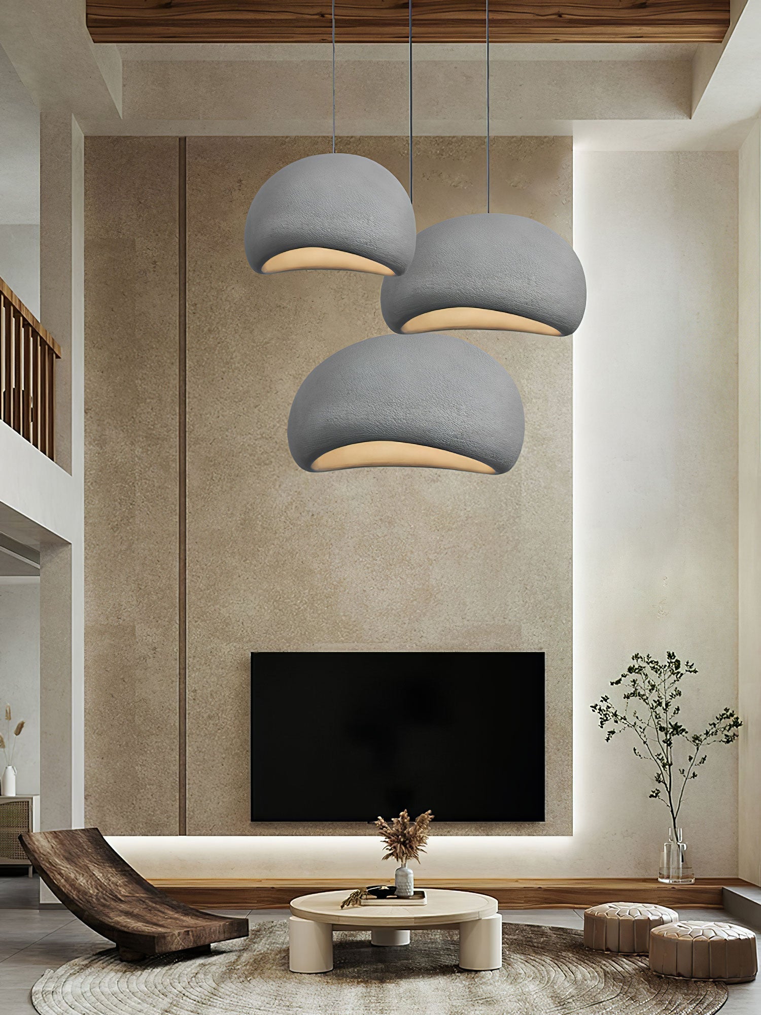 Suspension moderne Greger en Polystyrène blanc câble suspendu