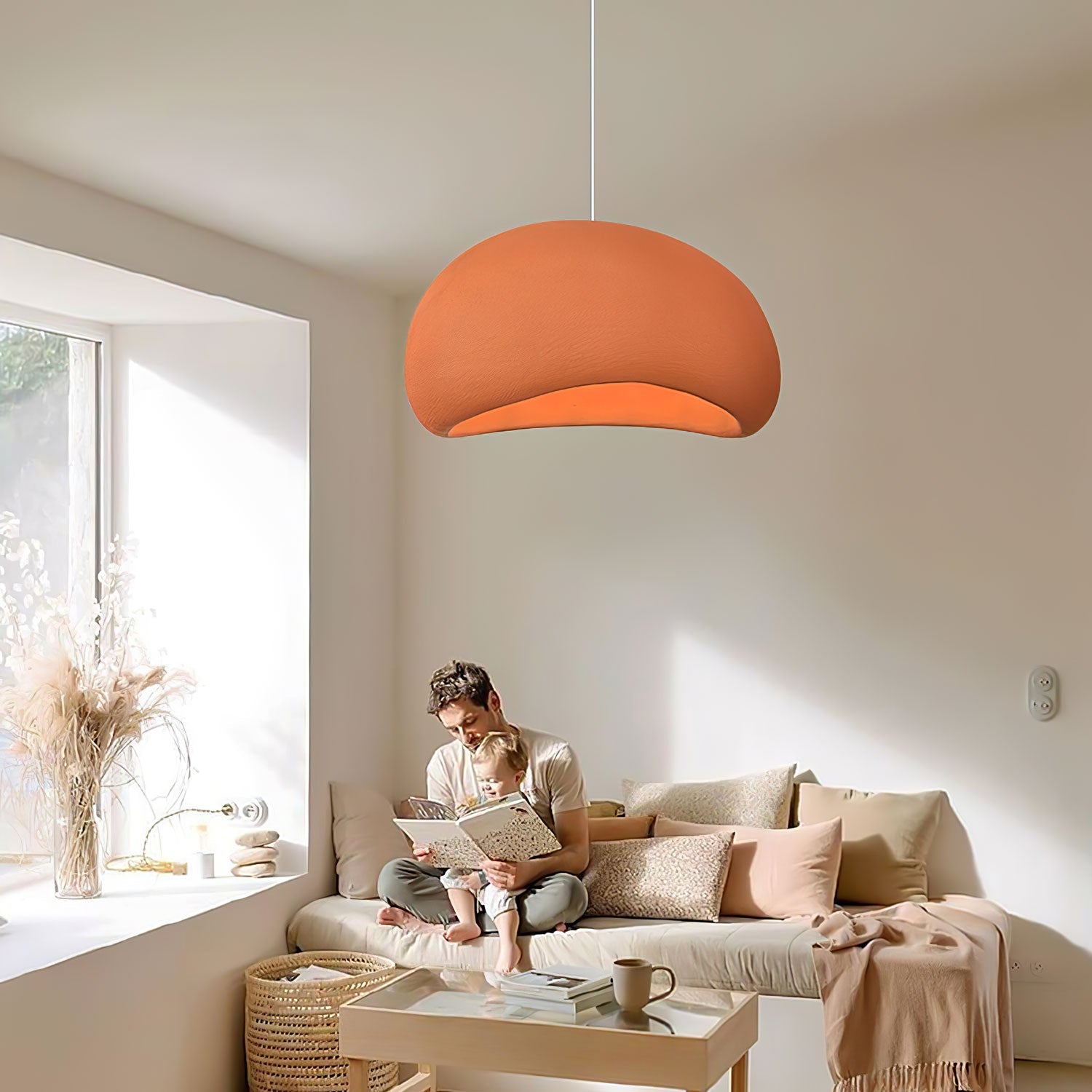 Suspension moderne Greger en Polystyrène blanc câble suspendu