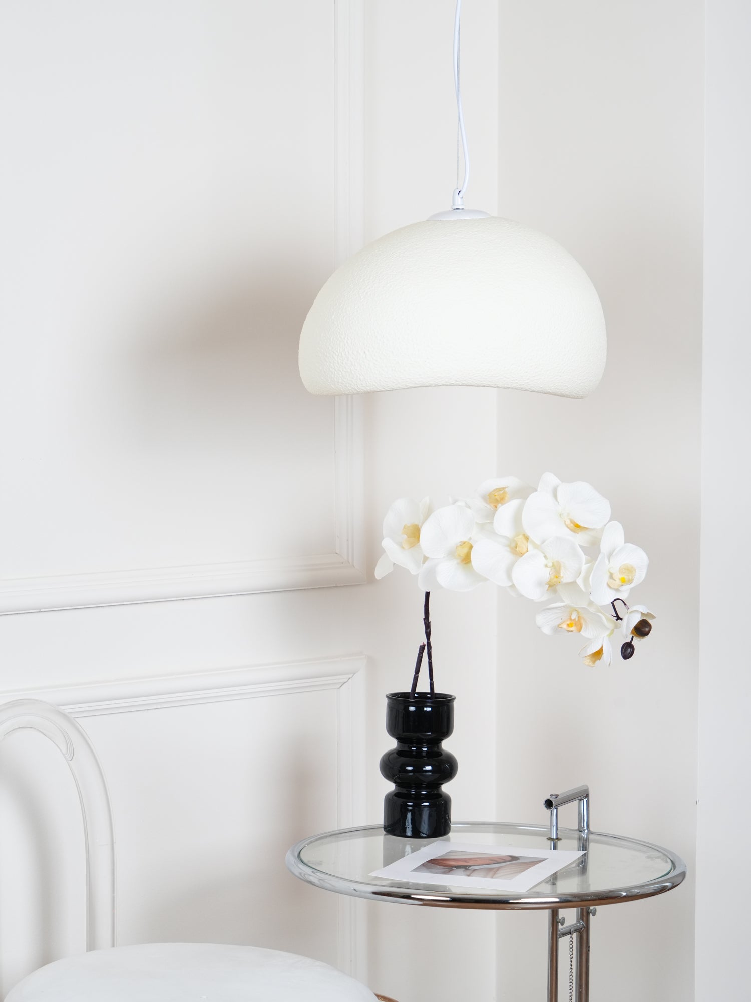 Suspension moderne Greger en Polystyrène blanc câble suspendu