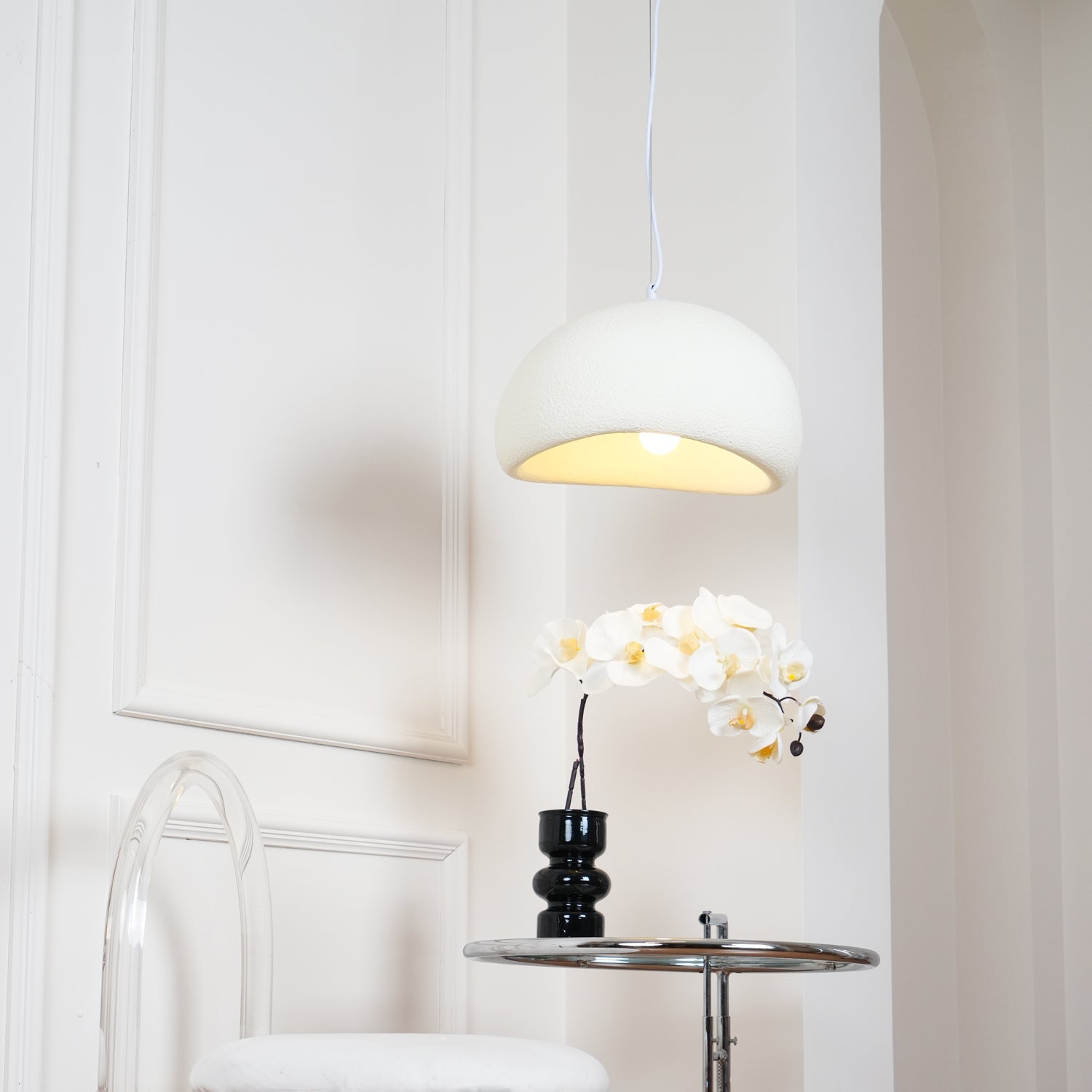 Suspension moderne Greger en Polystyrène noir câble suspendu