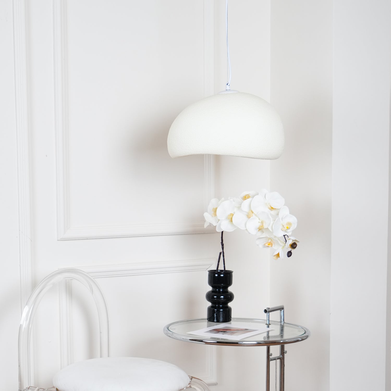 Suspension moderne Greger en Polystyrène noir câble suspendu