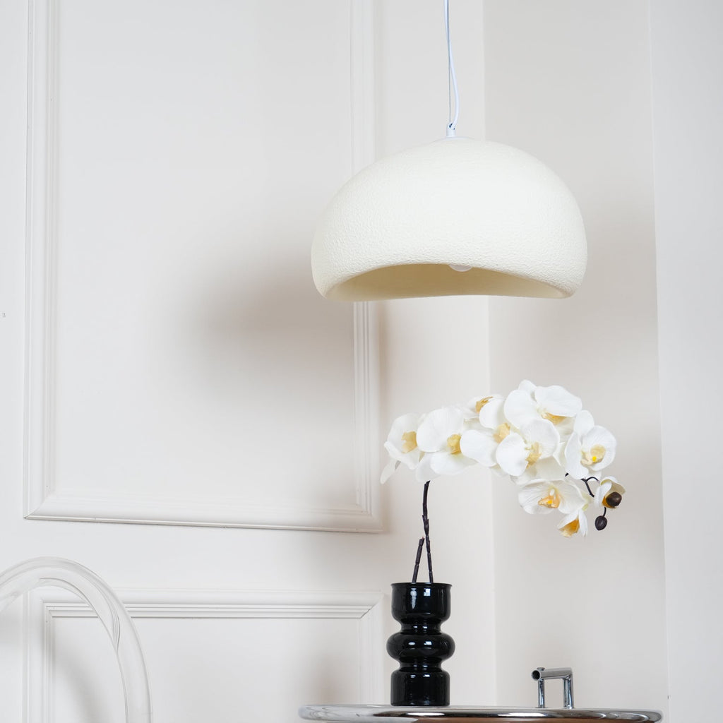 Suspension moderne Greger en Polystyrène blanc câble suspendu
