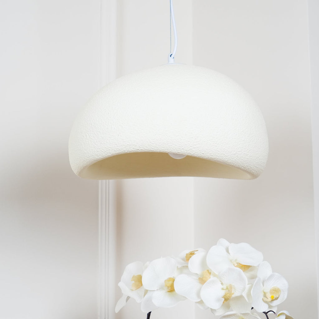 Suspension moderne Greger en Polystyrène blanc câble suspendu