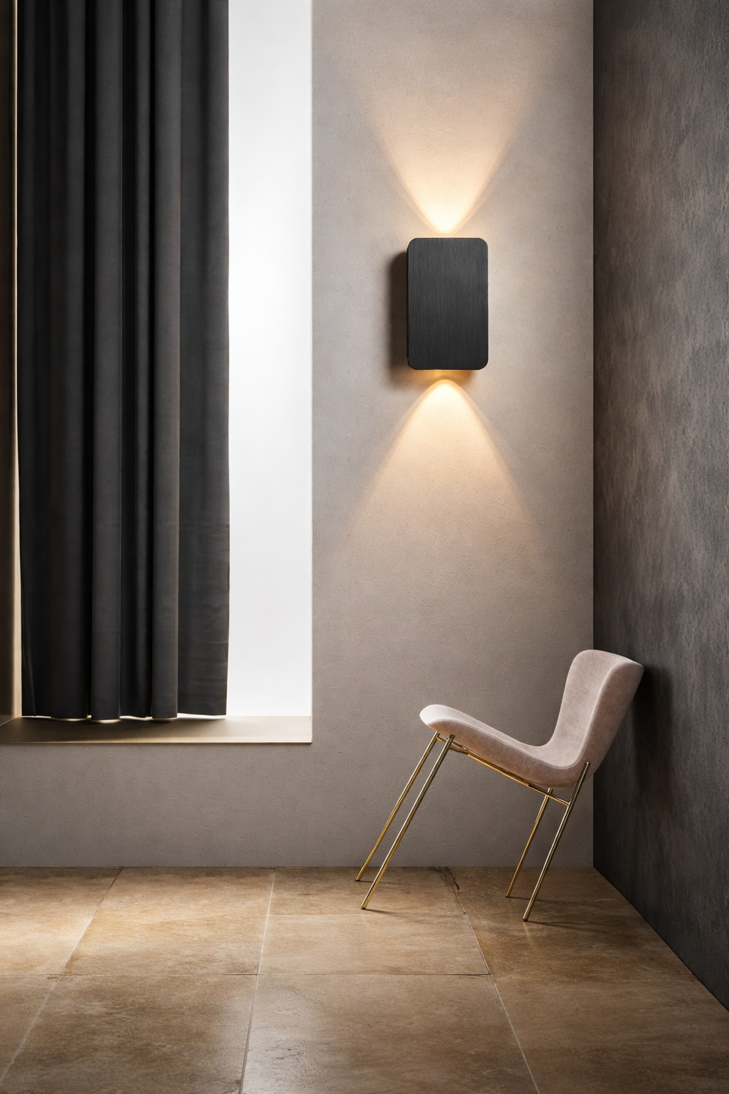 Applique Murale LED Rectangle en Métal Noir