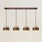 Karsten Modern Pendant Light in Walnut and Yellow Travertine