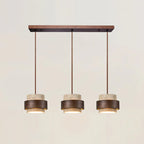 Karsten Modern Pendant Light in Walnut and Yellow Travertine