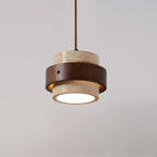 Suspension moderne Karsten en Noyer et travertin jaune