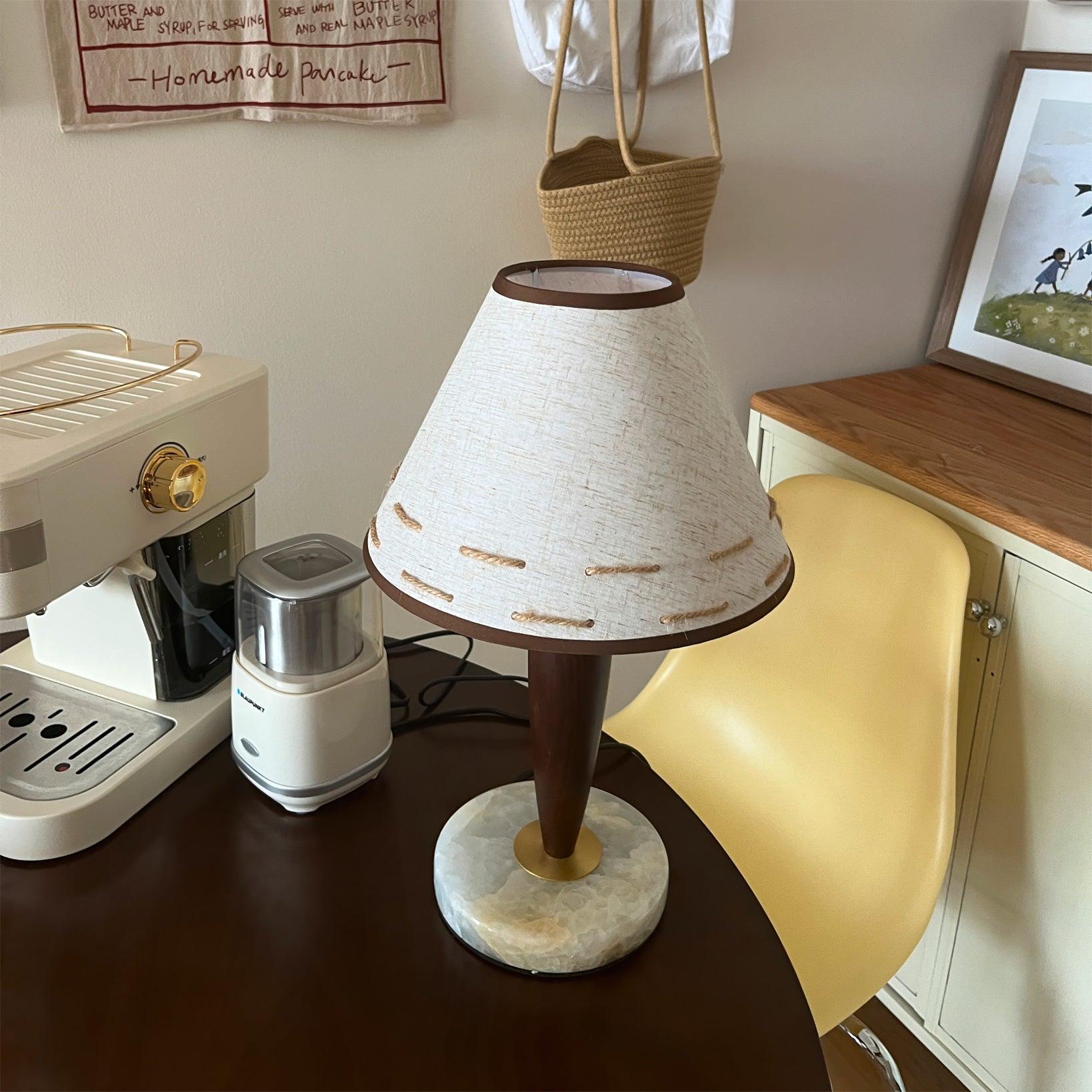 Lampe à poser moderne Kobe en Marbre Noyer et blanc