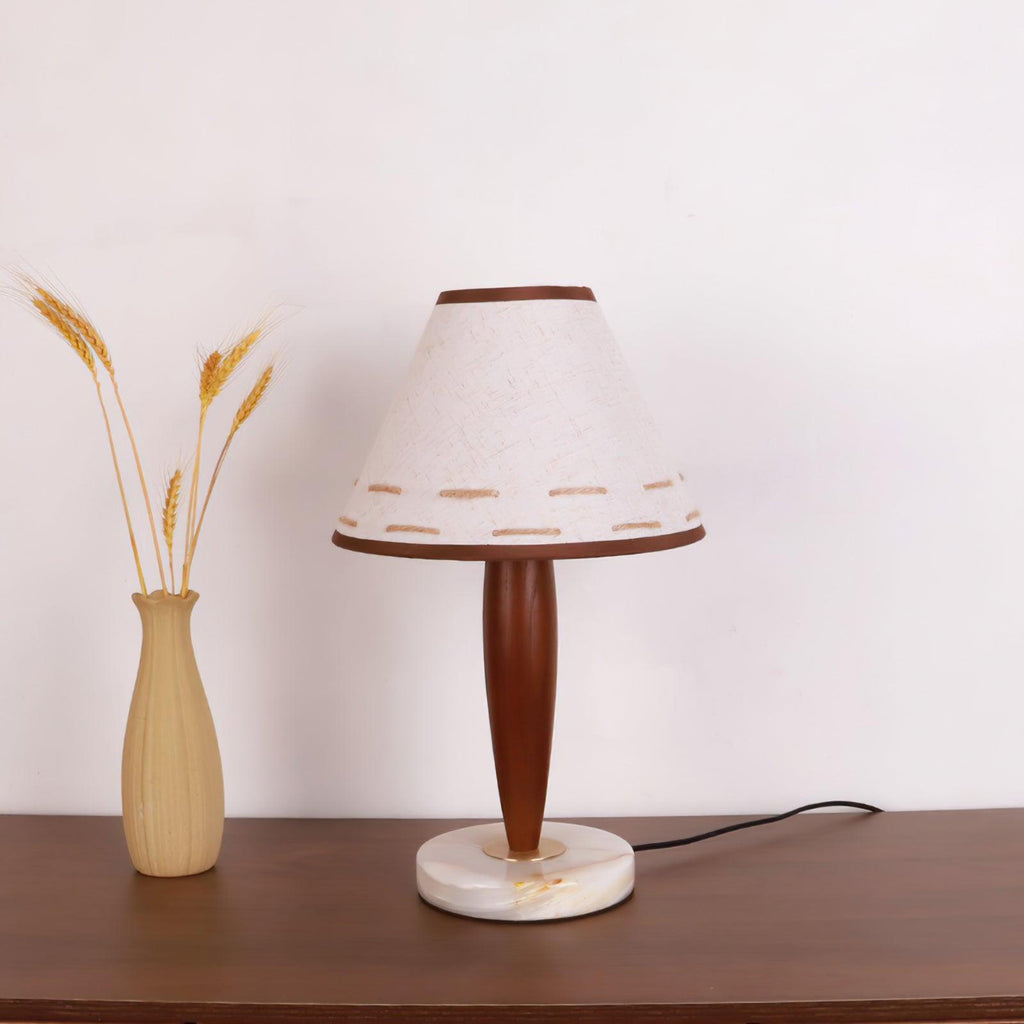 Lampe à poser moderne Kobe en Marbre Noyer et blanc