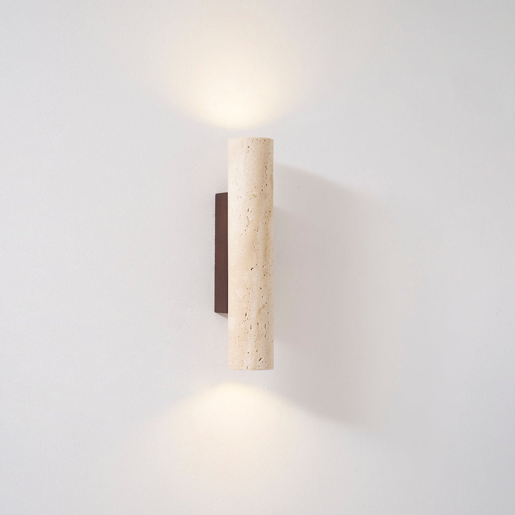 Applique murale moderne Eirikur en Noyer bois et travertin jaune