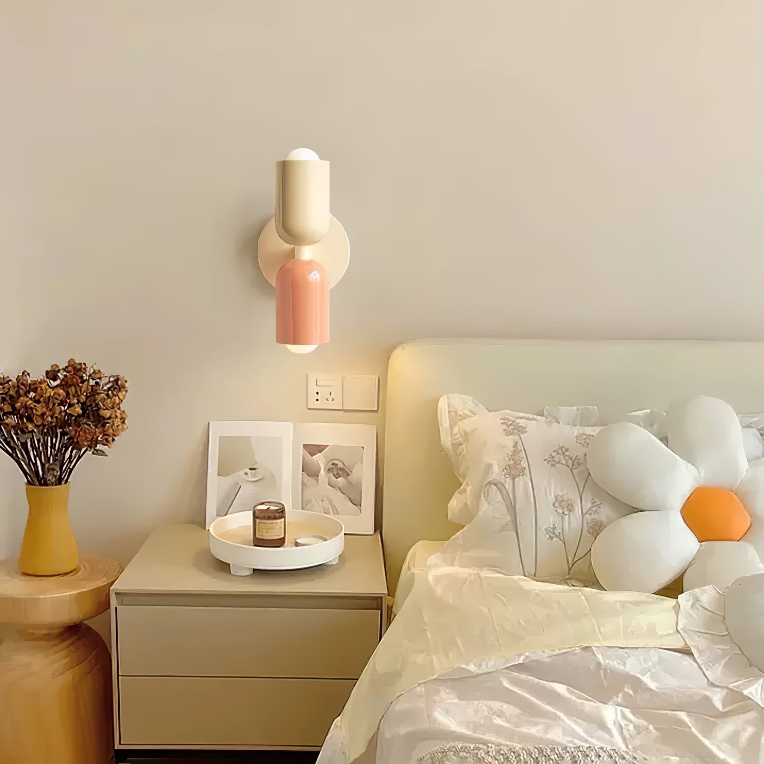 Applique murale moderne Harper en Métal Beige et rouge