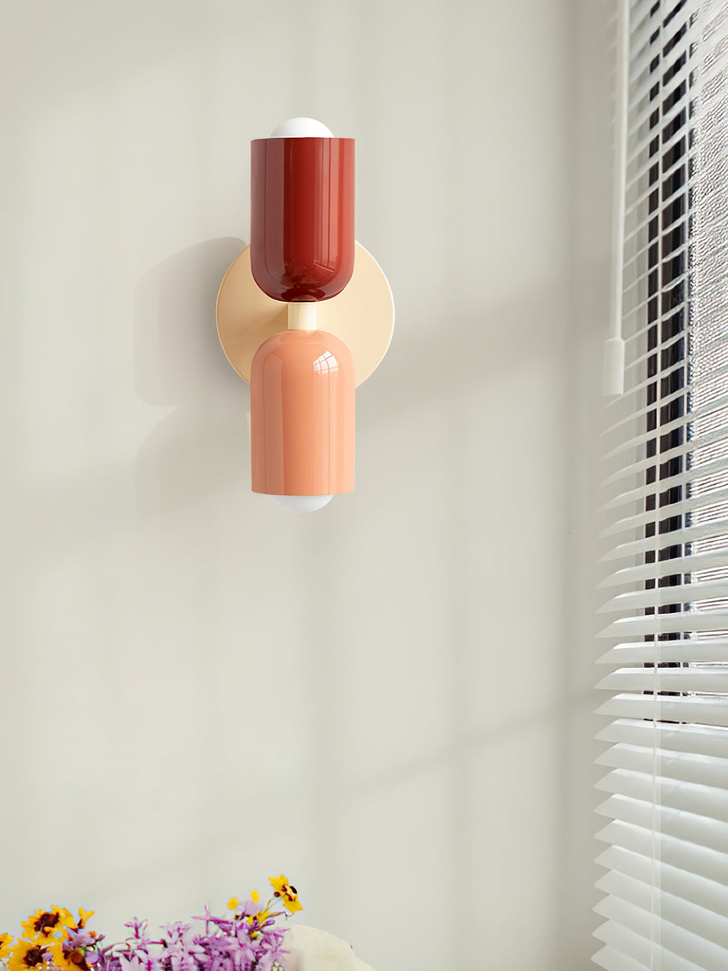 Applique murale moderne Harper en Métal Beige et rouge