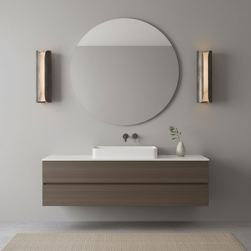 Applique murale moderne Keane en Albâtre moucheté Pewter et blanc