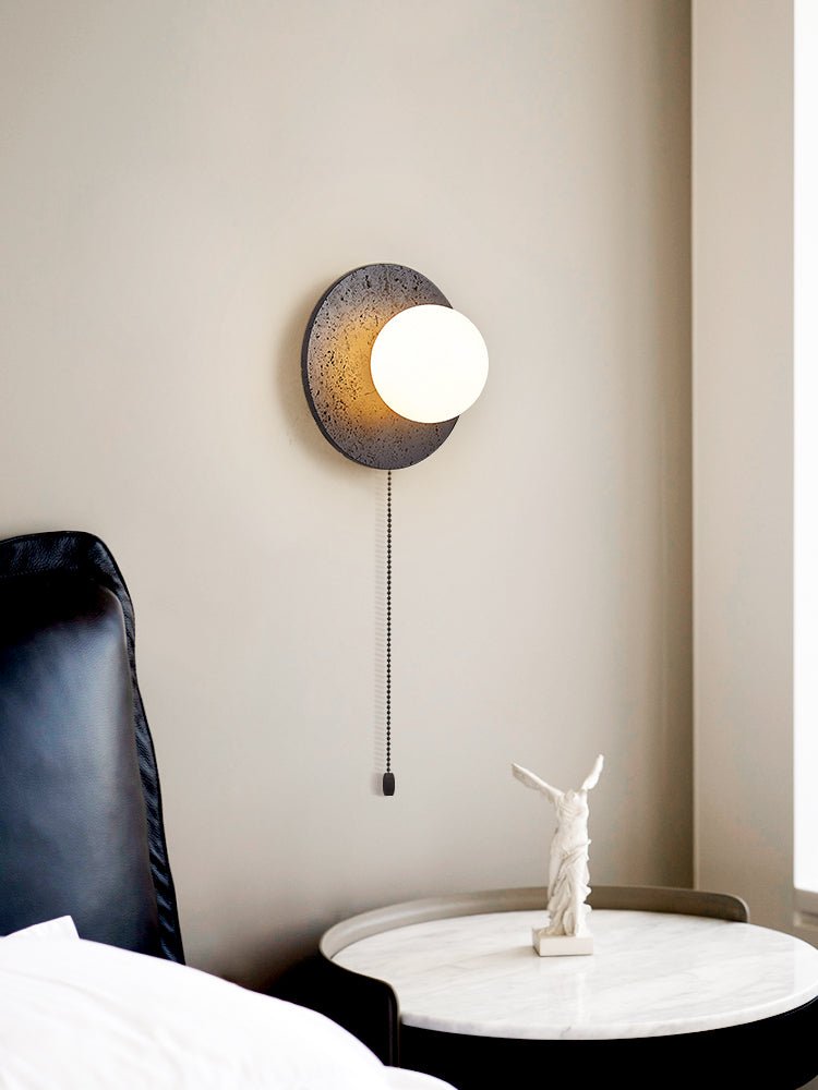 Applique murale moderne Rye en Noir travertin et blanc