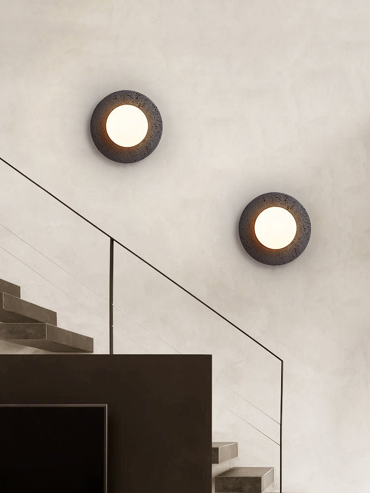 Applique murale moderne Rye en Noir travertin et blanc