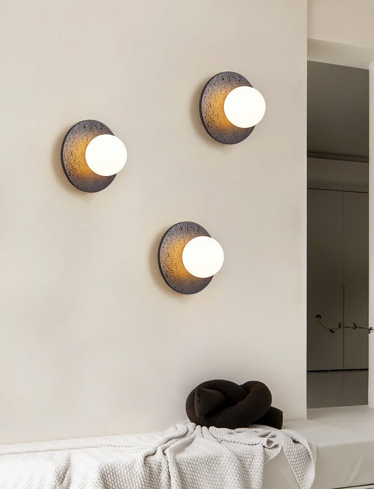Applique murale moderne Rye en Noir travertin et blanc