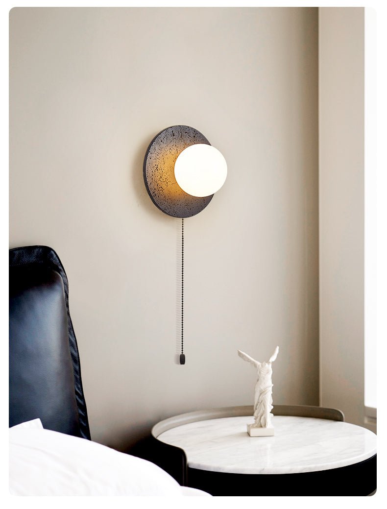 Applique murale moderne Rye en Noir travertin et blanc