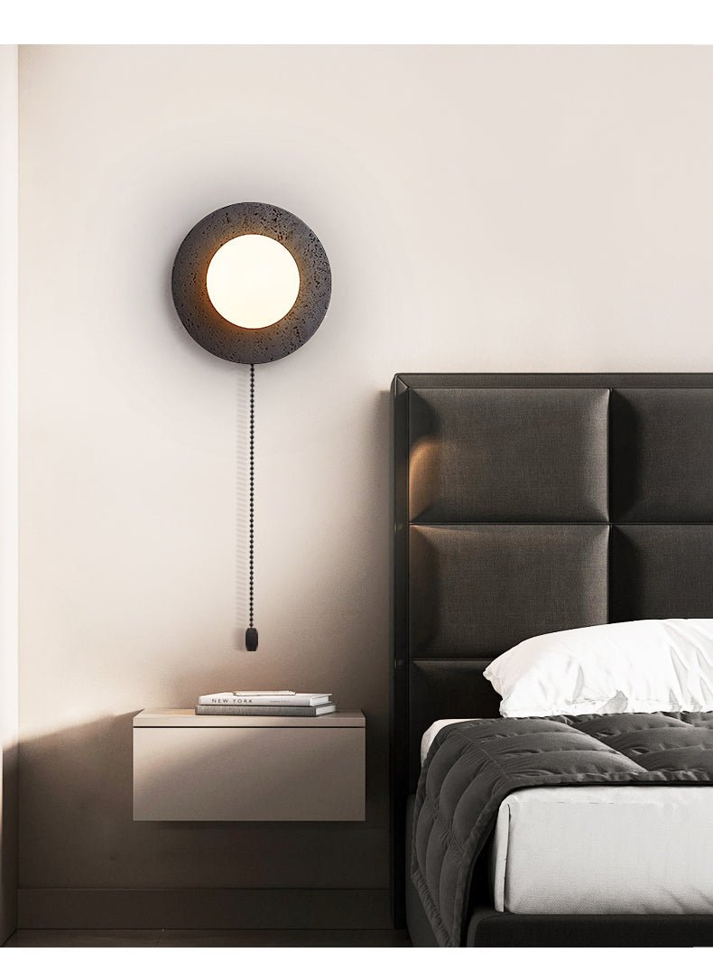 Applique murale moderne Rye en Noir travertin et blanc
