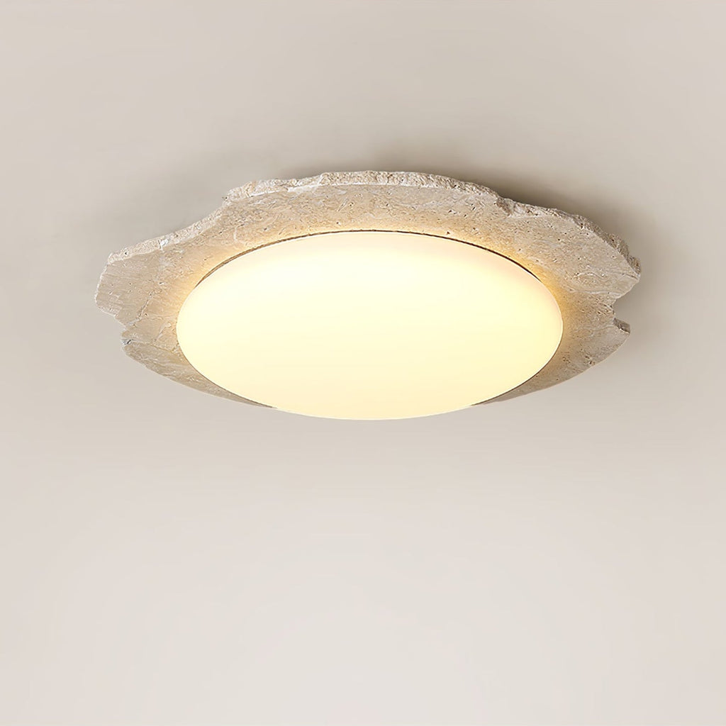 Plafonnier moderne Ivor en Travertin jaune et blanc