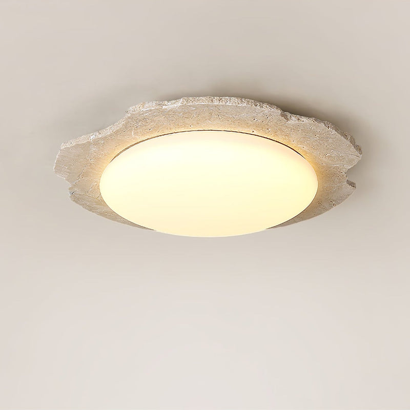Plafonnier moderne Ivor en Travertin jaune et blanc