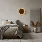Applique murale moderne Cooper en Travertin jaune et noyer