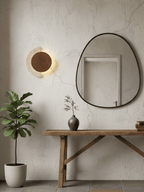 Applique murale moderne Cooper en Travertin jaune et noyer
