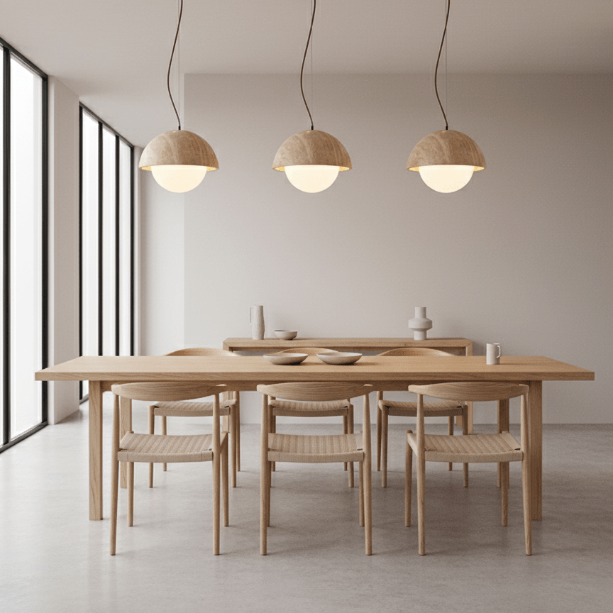 Suspension moderne Fromund en Noir travertin