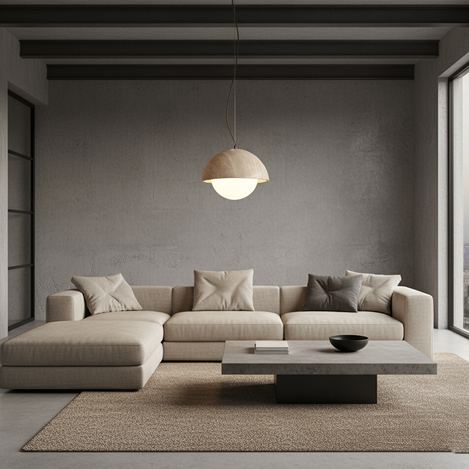 Suspension moderne Fromund en Noir travertin