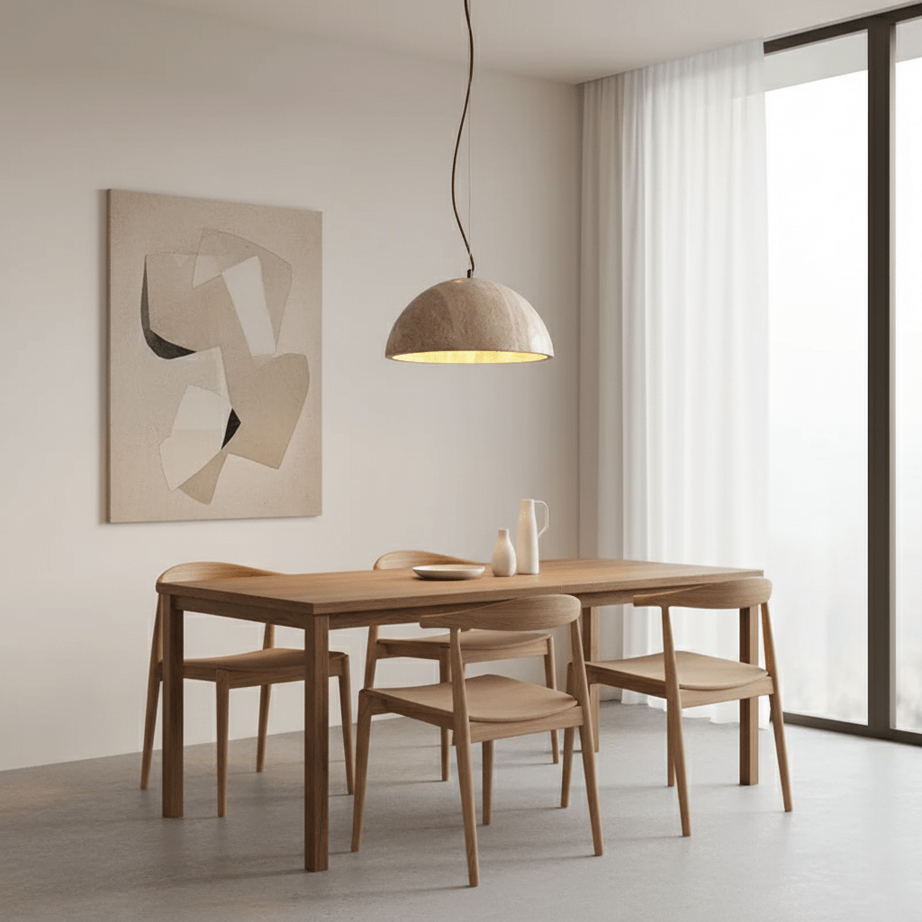 Suspension moderne Fromund en Travertin jaune