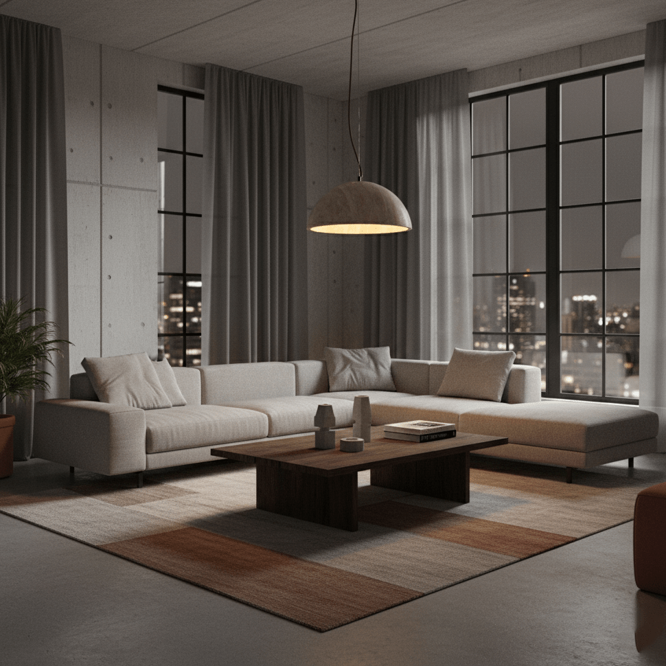 Suspension moderne Fromund en Noir travertin
