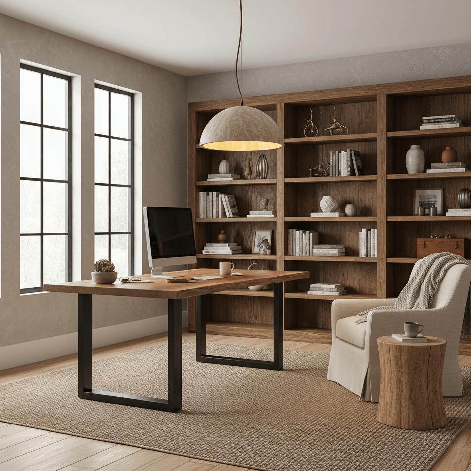 Suspension moderne Fromund en Noir travertin