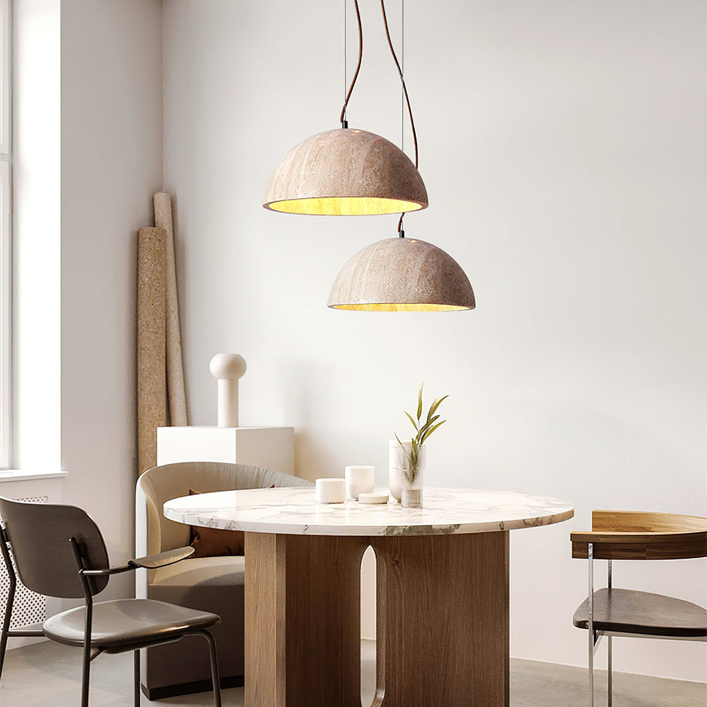 Suspension moderne Fromund en Noir travertin